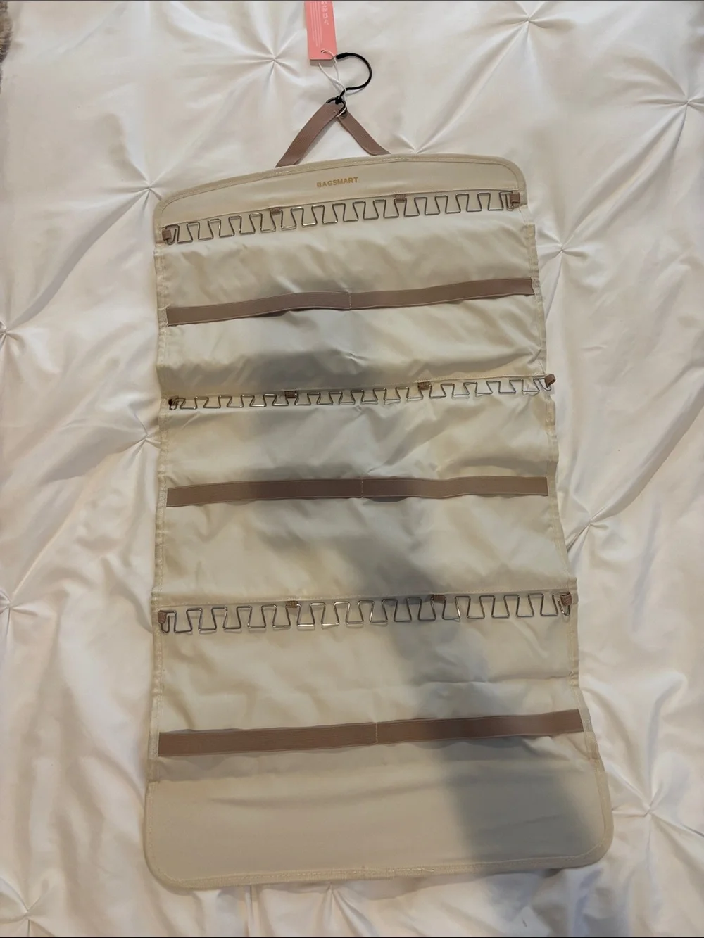 BagSMART Beige Hanging Jewelry & Accessory Organizer
